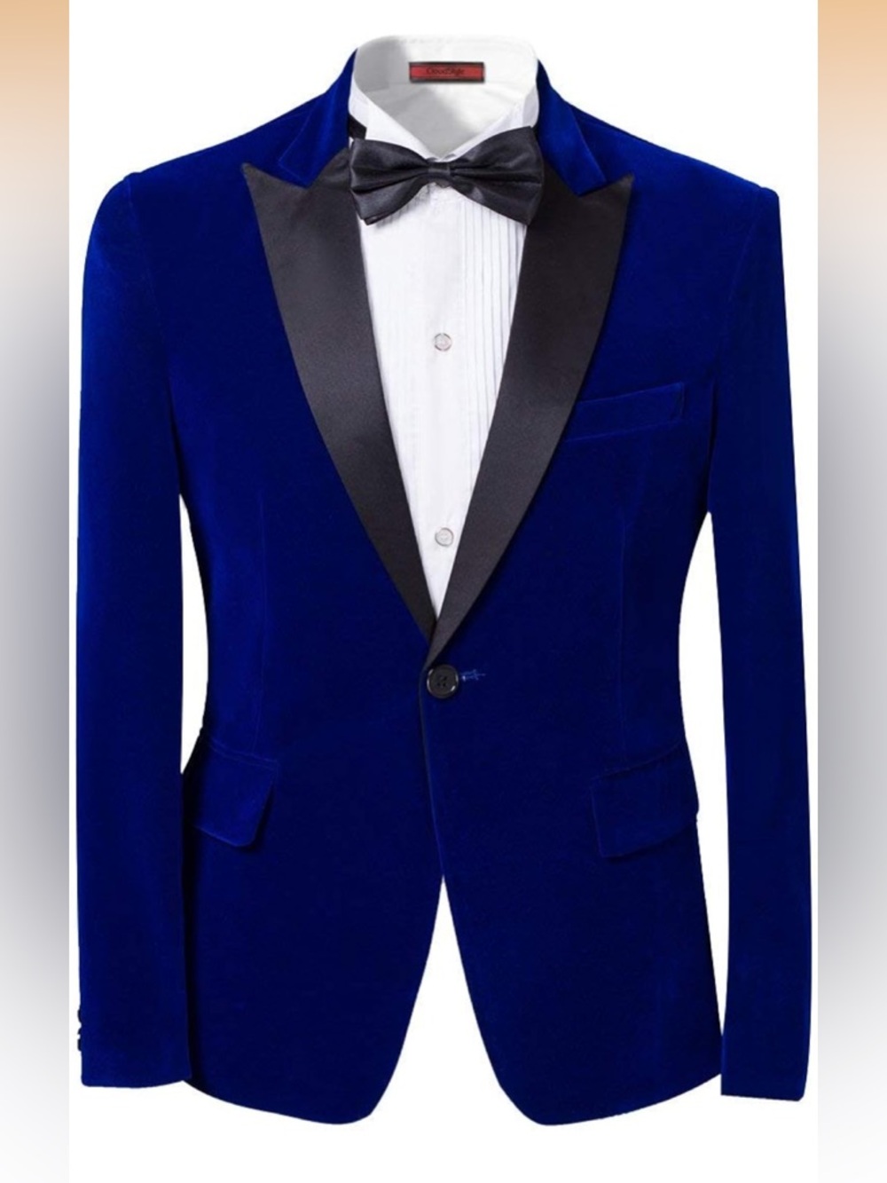 Men's Royal Blue Velvet Tuxedo Jacket with Black Satin Lapel